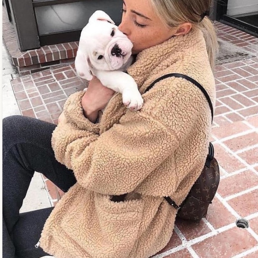 Teddy Sherpa fur jacket long sleeve women warm winter coat